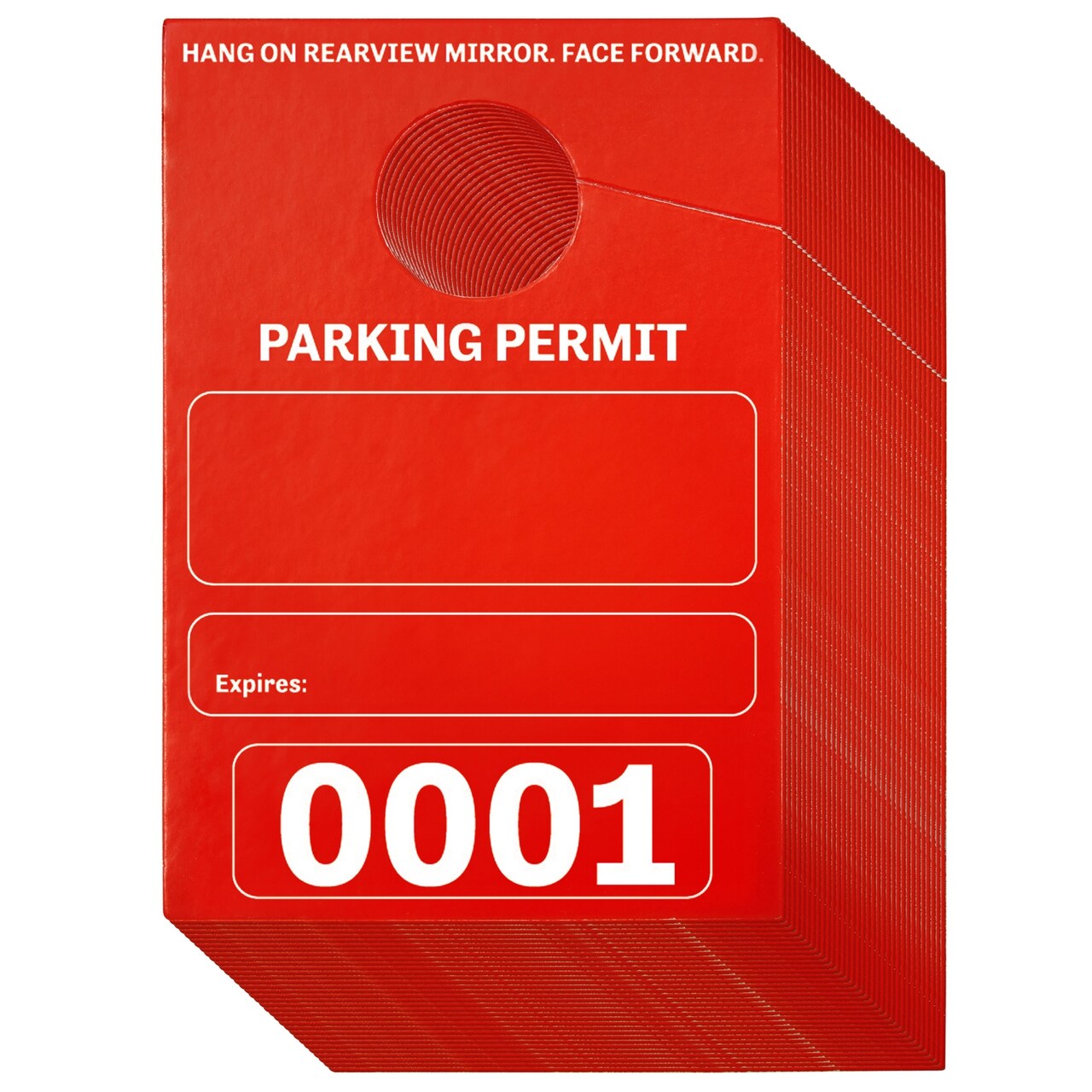 Juvale Parking Hang Tags - 100 Pack, Red Cardstock, 3.15 x 4.75 in. - Numbered 0001-0100 & Temporary Parking Permits for Car Mirrors